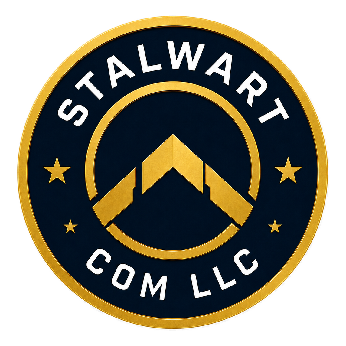 Stalwart COM LLC circular navy-and-gold logo